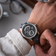 Grandioso Herrenuhr graues Lederband