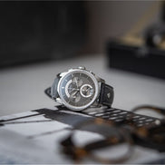 Grandioso Herrenuhr graues Lederband