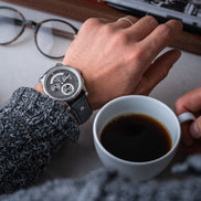 Grandioso Herrenuhr graues Lederband