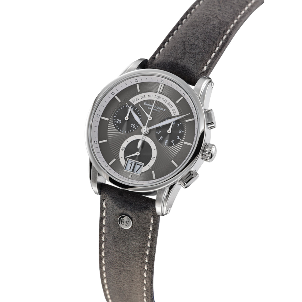Grandioso Herrenuhr graues Lederband