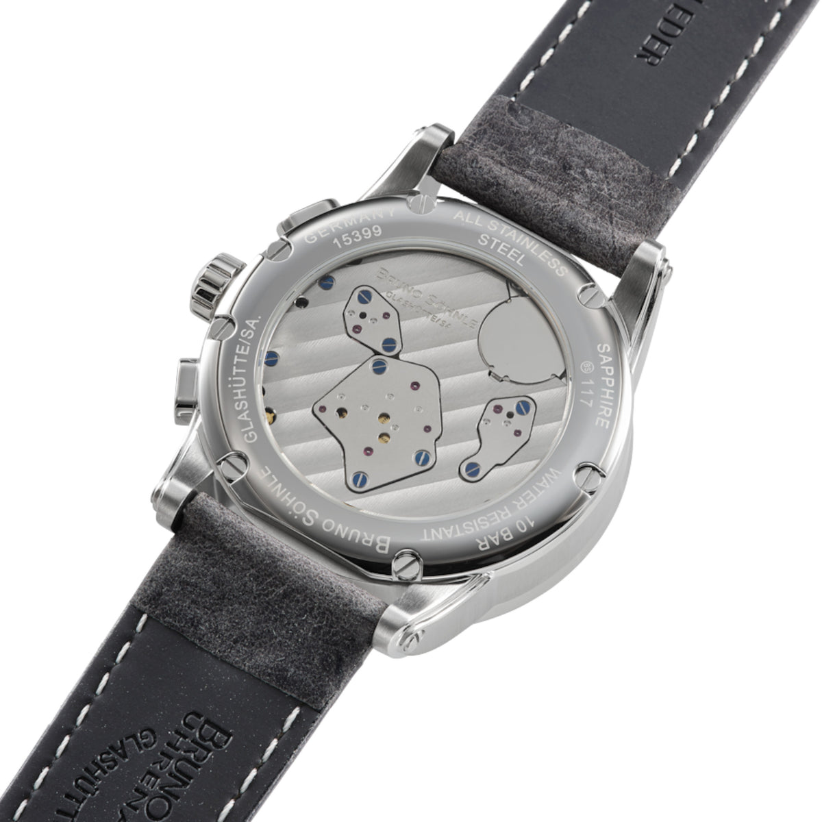 Grandioso Herrenuhr graues Lederband