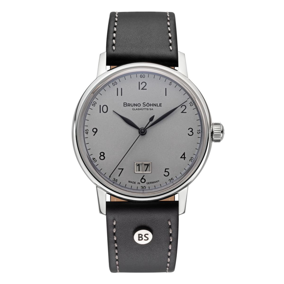 Herrenuhr Bergamo Big Leder grau