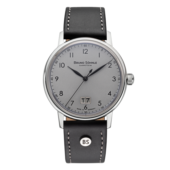 Herrenuhr Bergamo Big Leder grau