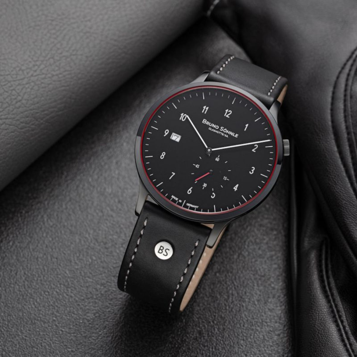 Herrenuhr BRUNELLO l Lederarmband, schwarz