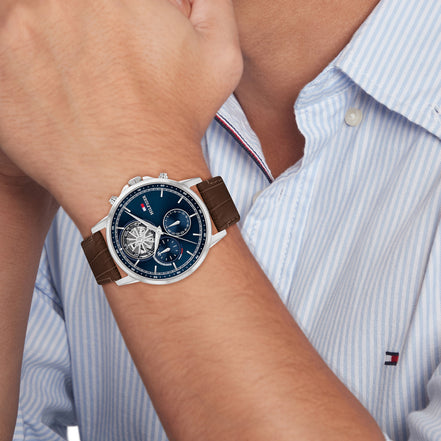 Herrenuhr "Stewa" Lederarmband braun
