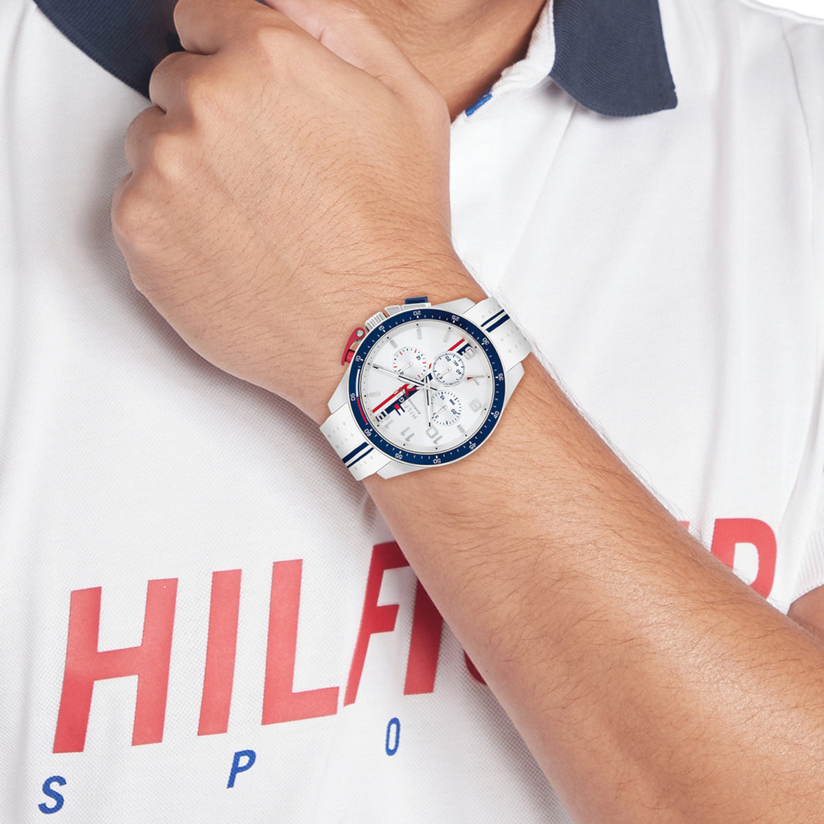 Bank Herrenuhr Chronograph weiß