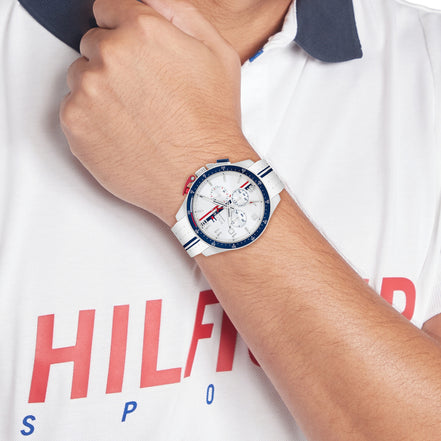 Bank Herrenuhr Chronograph weiß