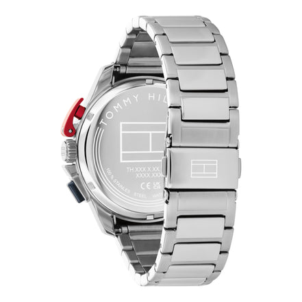 Herrenuhr Bank silber, blau