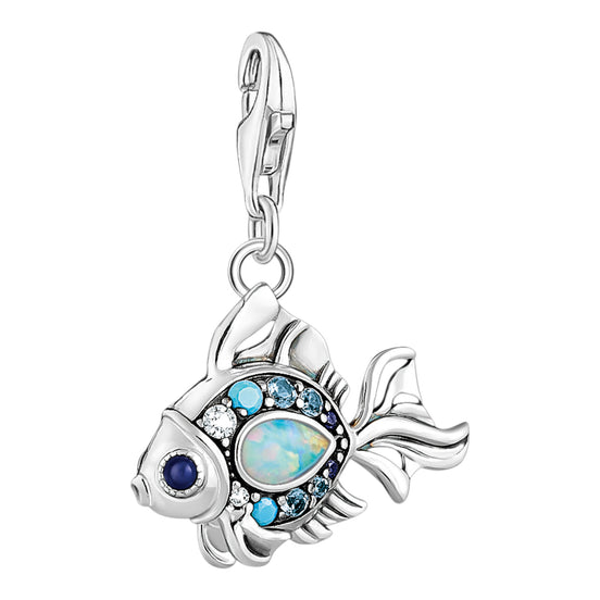 Anhänger "Fisch mit blauen Steinen" Silber