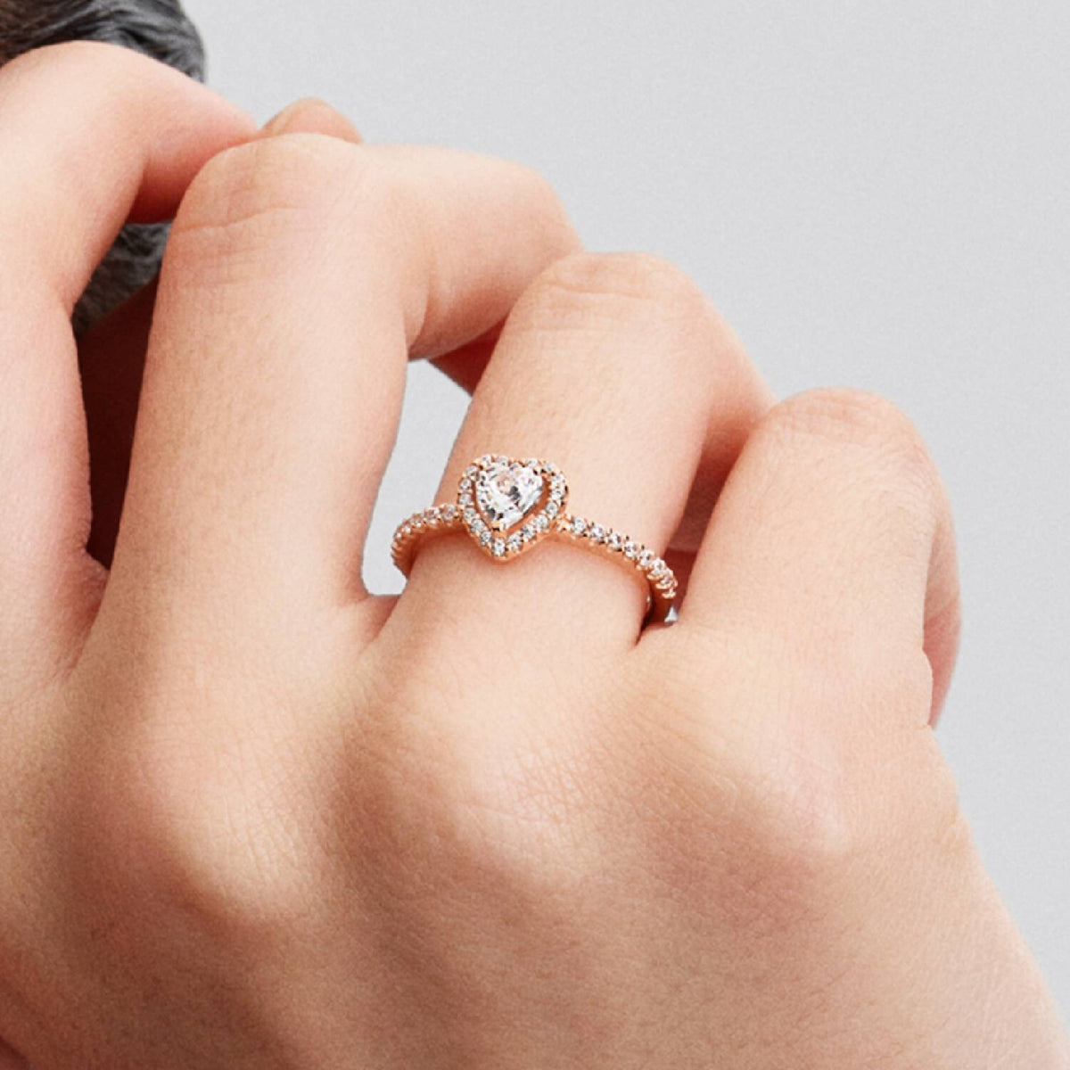Ring Rosé funkelndes Herz rosévergoldet Zirkonia