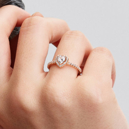 Ring Rosé funkelndes Herz rosévergoldet Zirkonia