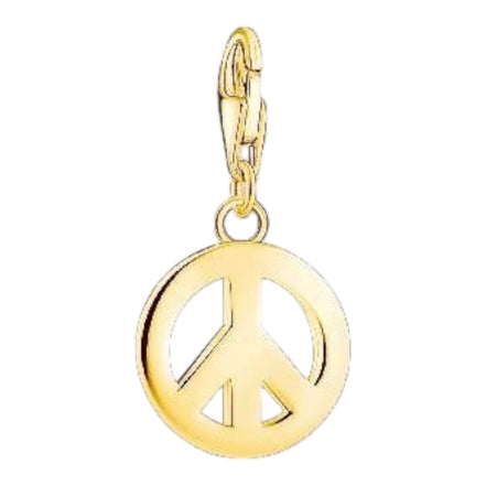 Charm-Anhänger "PEACE" Silber vergoldet, bunte Steine