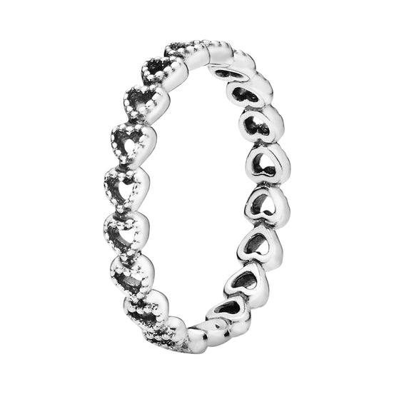 Ring Silber Gereihte Herzen