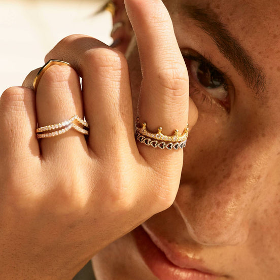 Ring Silber Gereihte Herzen