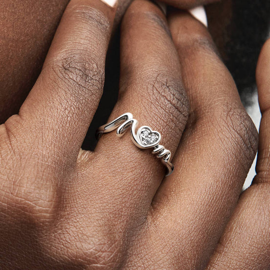 Damen Ring MOM mit Herz Silber mit Zirkonia