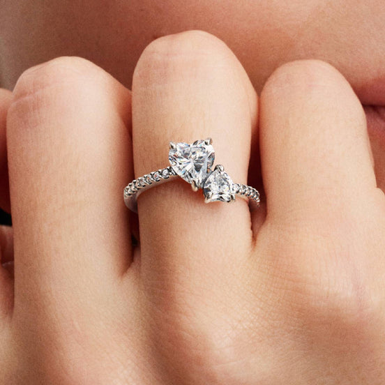Damen Ring Silber Herzen mit Zirkonia