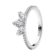 Ring Timeless funkelnde Blattgruppierung Silber