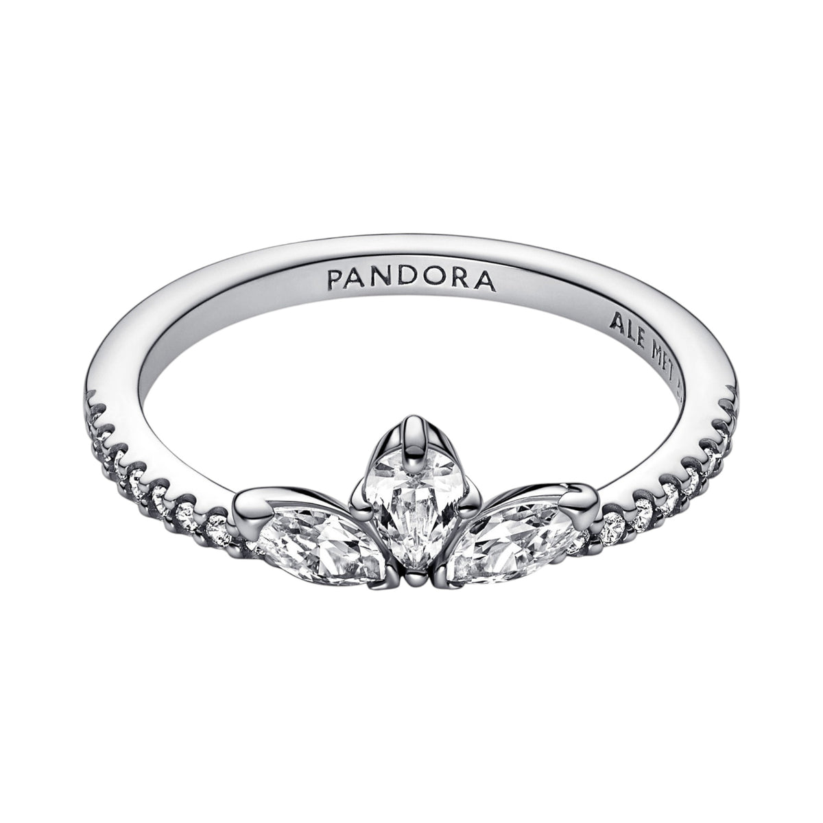 Ring Timeless funkelnde Blattgruppierung Silber