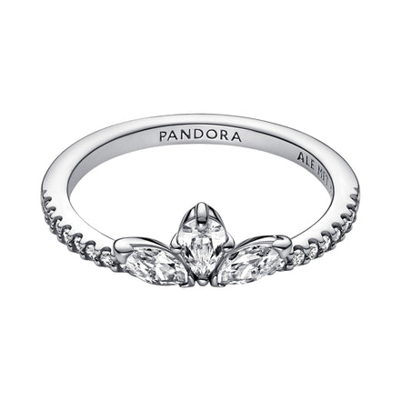 Ring Timeless funkelnde Blattgruppierung Silber