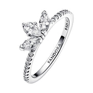 Ring Timeless funkelnde Blattgruppierung Silber