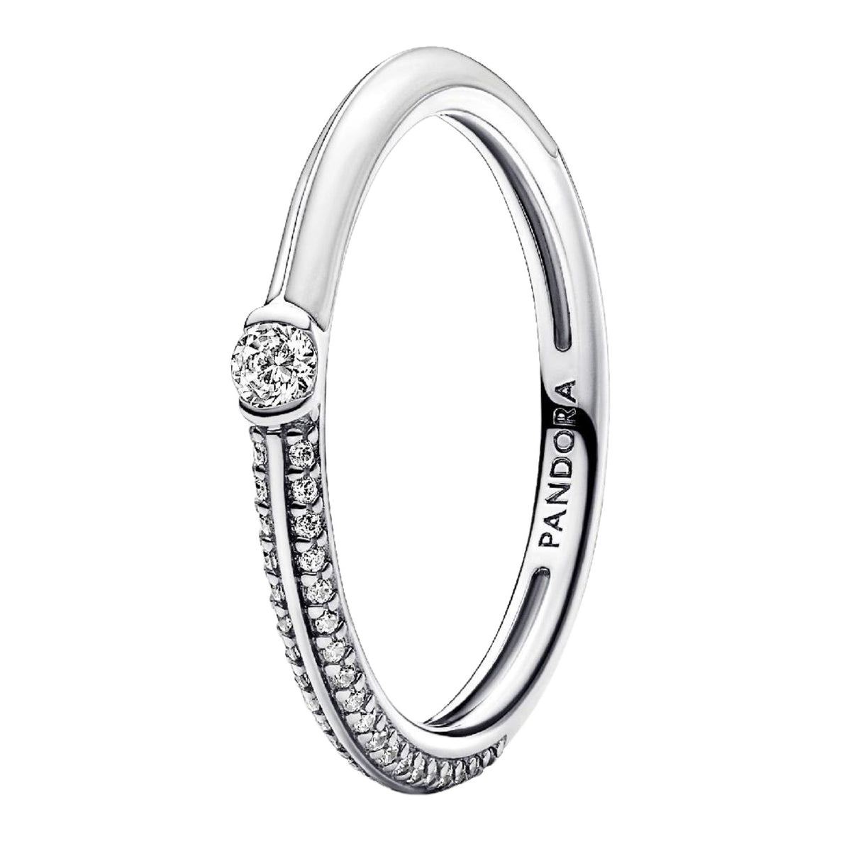 Ring mit Zirkonia und weißer Emaille