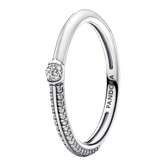 Ring mit Zirkonia und weißer Emaille