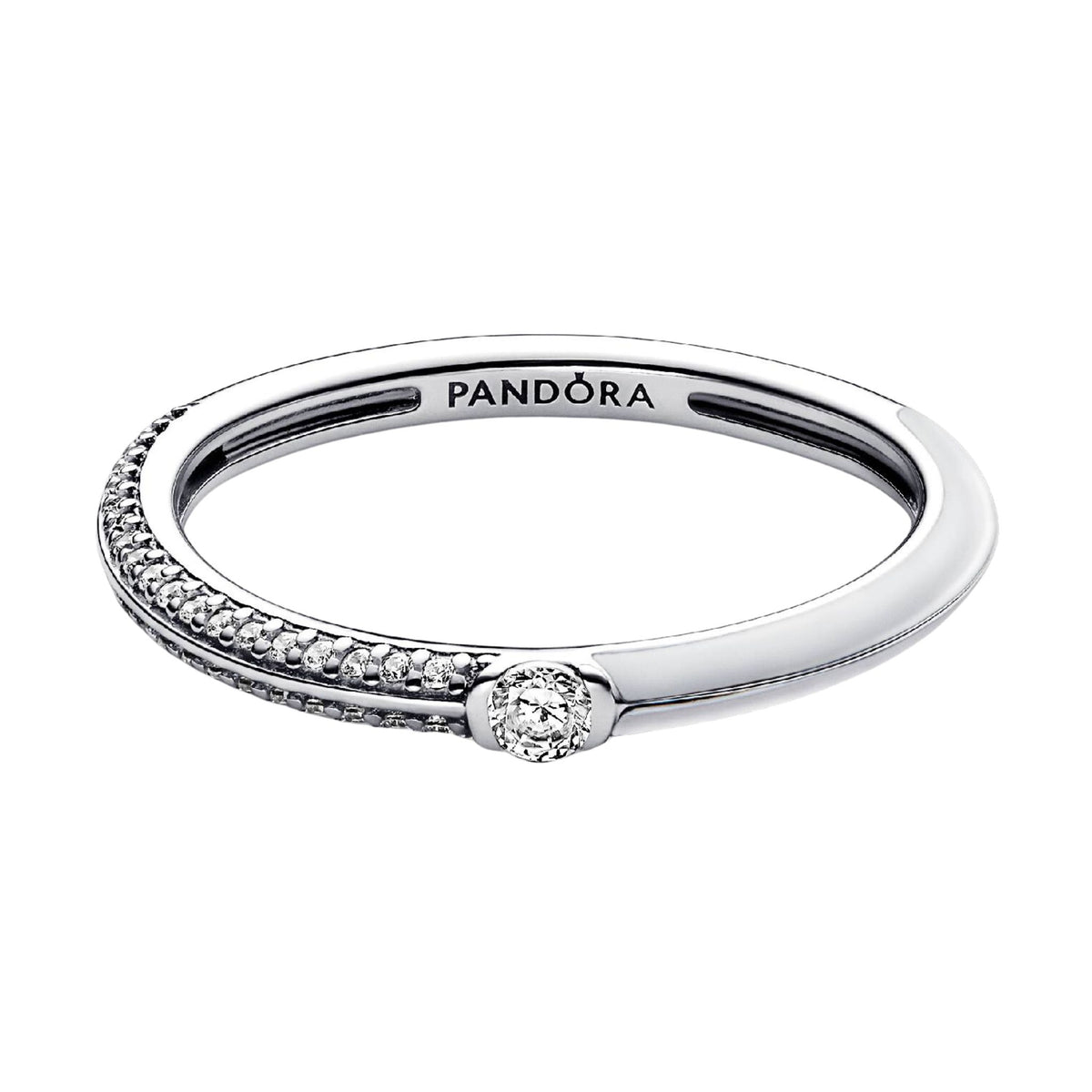 Ring mit Zirkonia und weißer Emaille