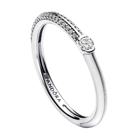 Ring mit Zirkonia und weißer Emaille