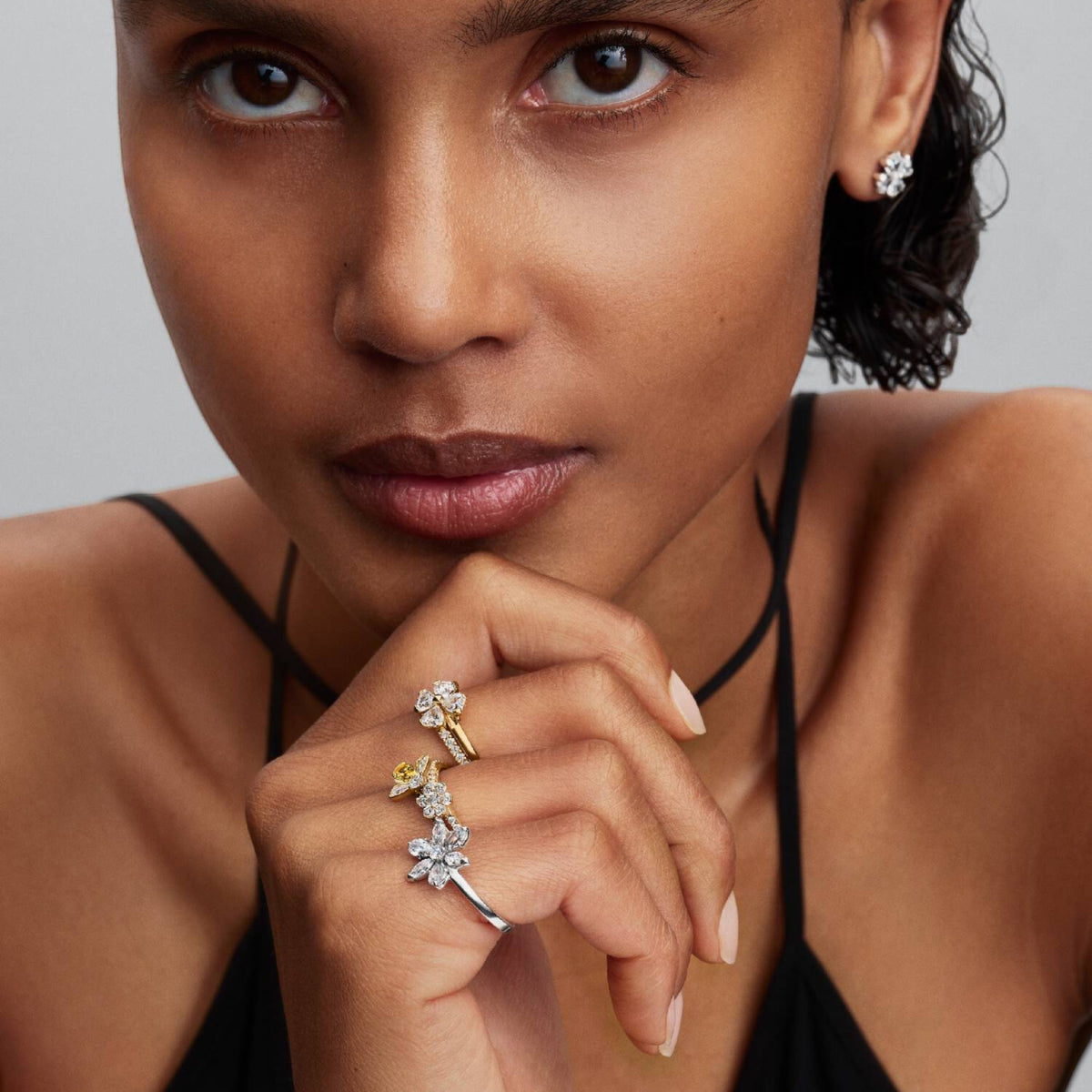 TIMELESS Ring Blume silberfarben