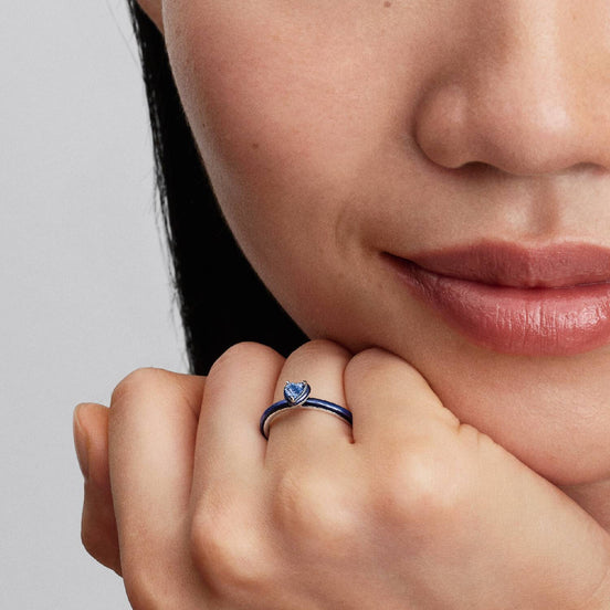 ME Ring blaues Chakra Herz silberfarben
