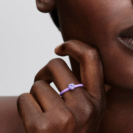 ME Ring lila Chakra Herz silberfarben
