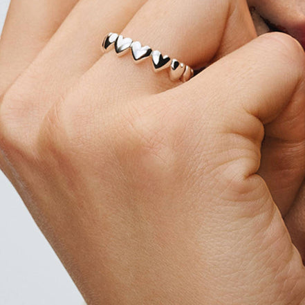 MOMENTS Ring Herz Reihe Silber Stapelbar