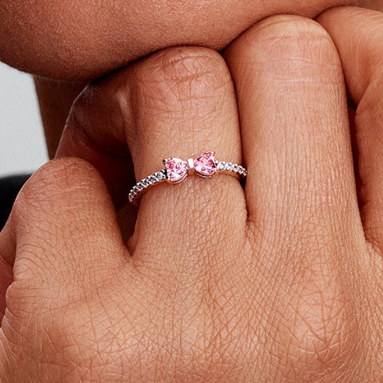 TIMELESS Ring Schleife rosa Zirkonia