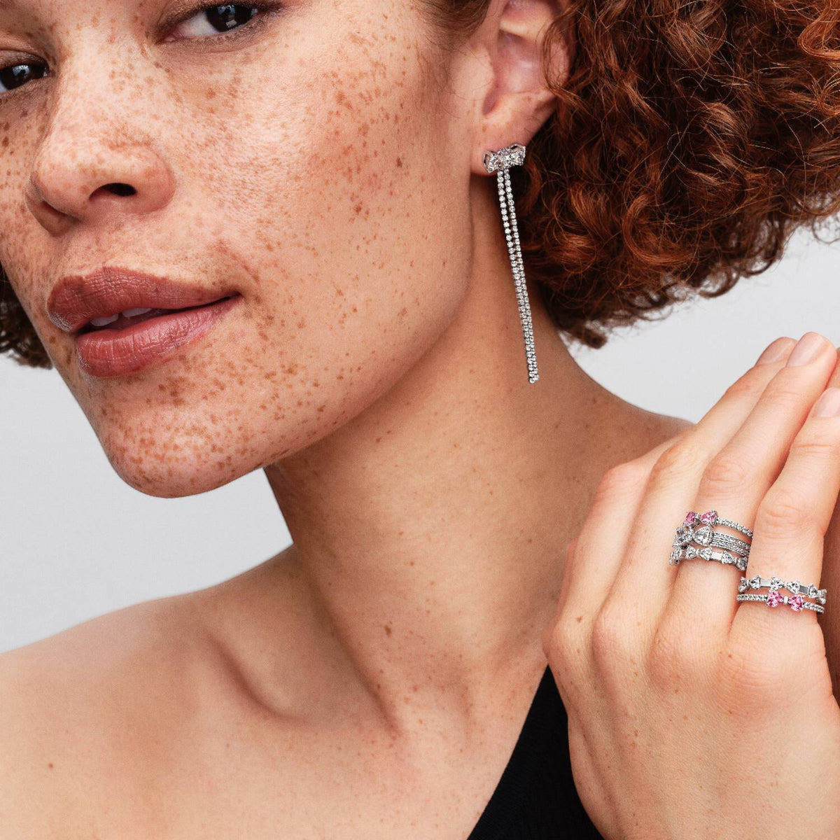 TIMELESS Ring Schleife rosa Zirkonia