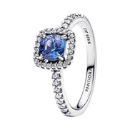 TIMELESS Ring Halo Blau Quadrat