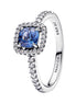TIMELESS Ring Halo Blau Quadrat