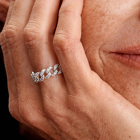 TIMELESS Ring Kette Zirkonia Silber