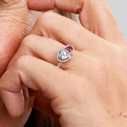 TIMELESS Ring Halo Herz Rot