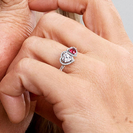 TIMELESS Ring Halo Herz Rot