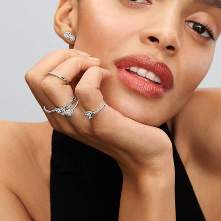 TIMELESS Ring Halo Herz silber