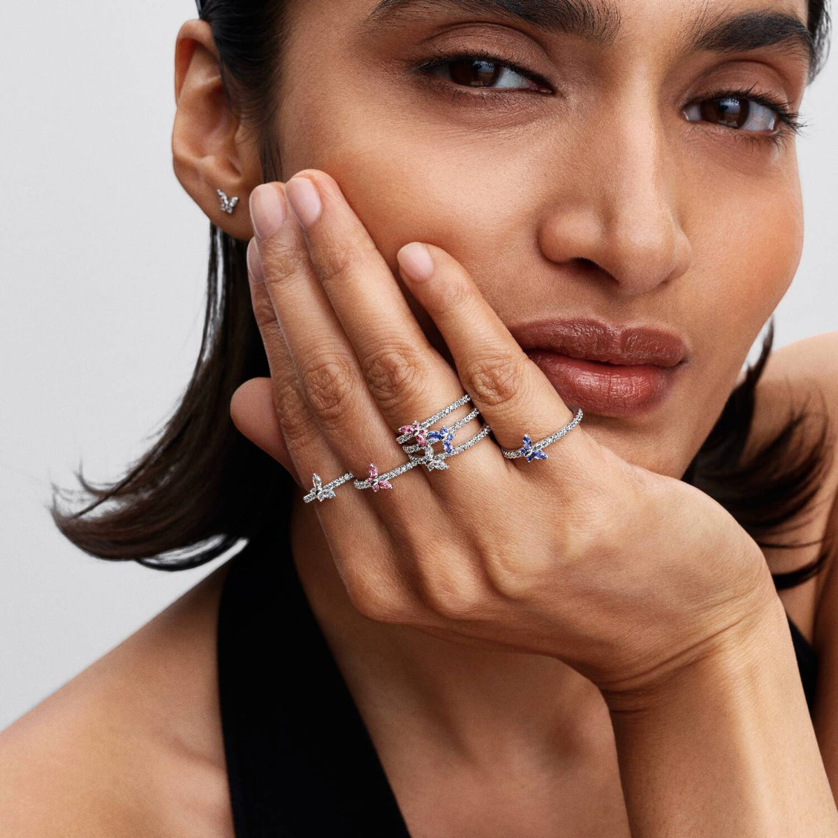TIMELESS Ring Schmetterling silberfarben blau