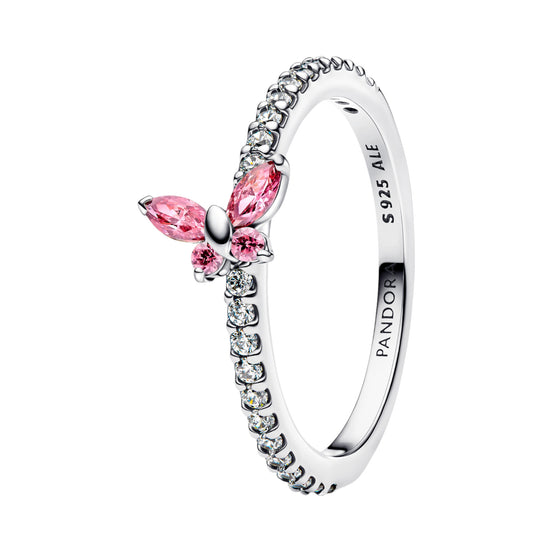 TIMELESS Ring Schmetterling silberfarben pink
