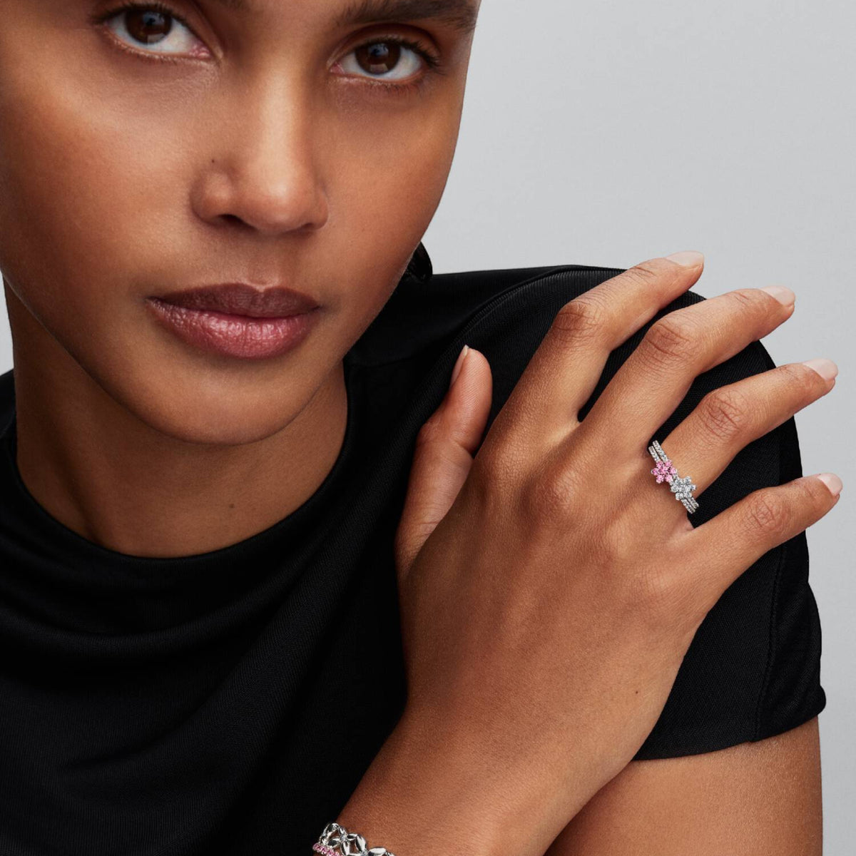 TIMELESS Ring Blume silberfarben