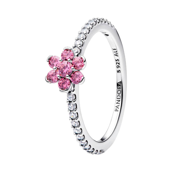 TIMELESS Ring Blume silberfarben pink