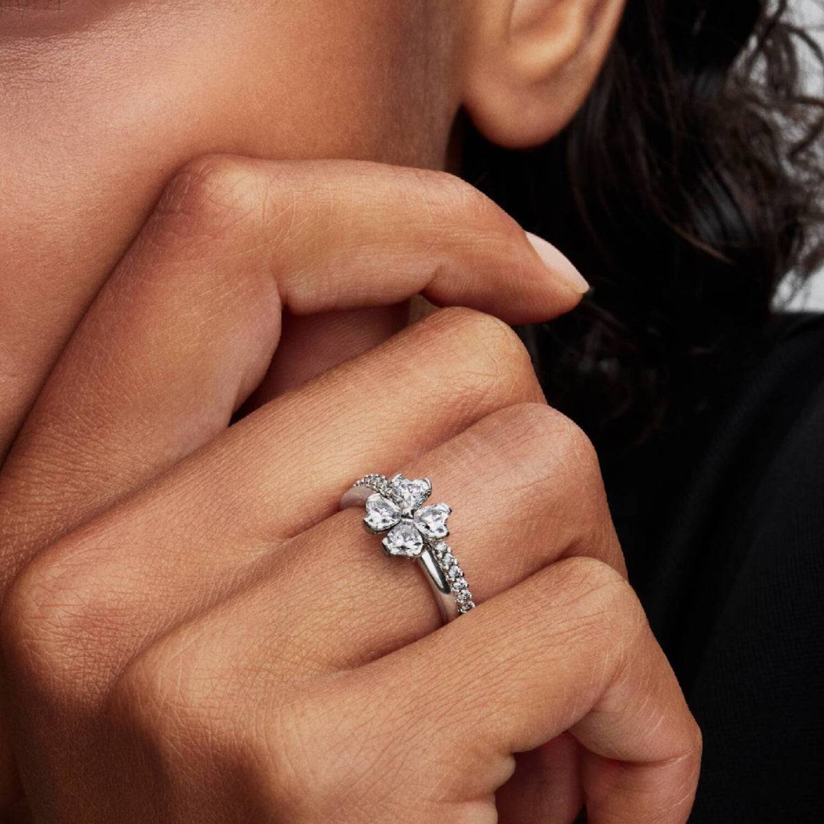 TIMELESS Ring Kleeblatt silberfarben