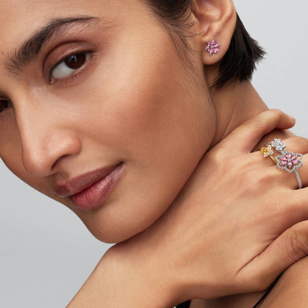 TIMELESS Ring Kleeblatt silberfarben
