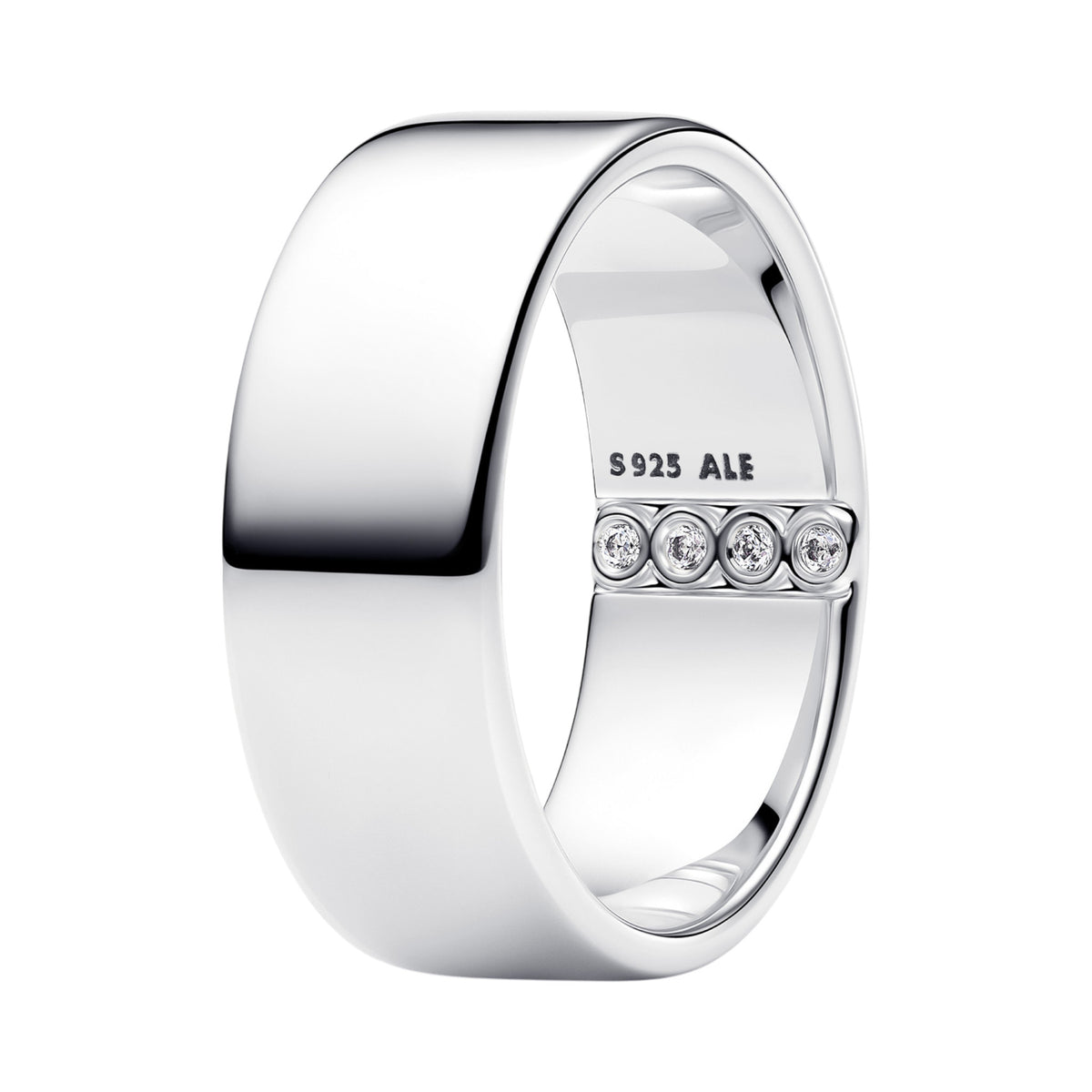 Breiter Gravierbarer Ring mit Zirkonia