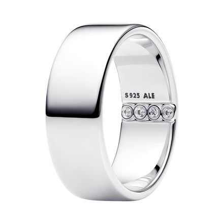 Breiter Gravierbarer Ring mit Zirkonia