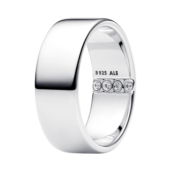 Breiter Gravierbarer Ring mit Zirkonia
