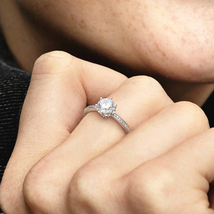 Ring Funkelnde Krone weißer Zirkonia Silber